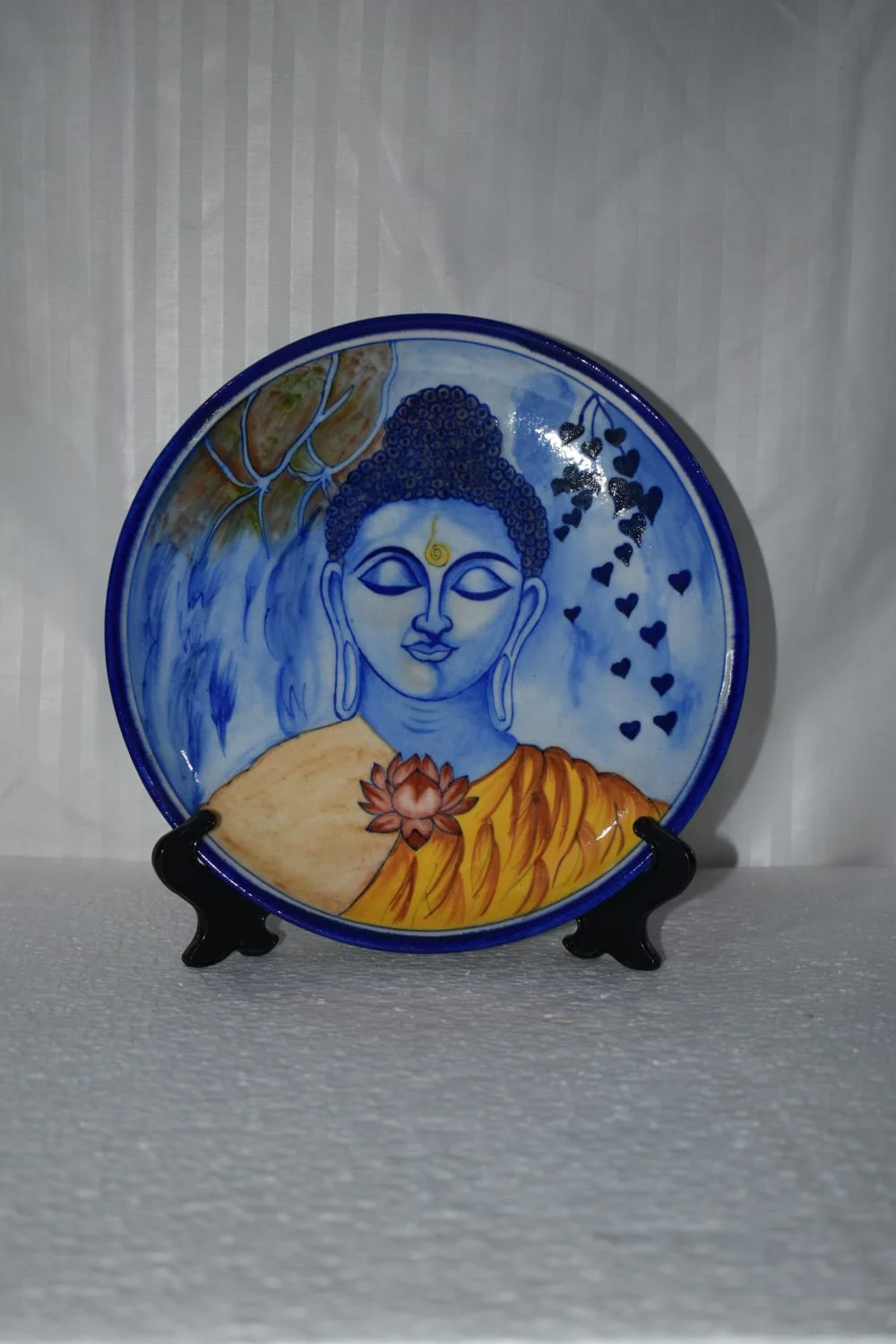 Meditation Portrait Plate — handmade Jaipur blue pottery from the Plates & Wall Art collection