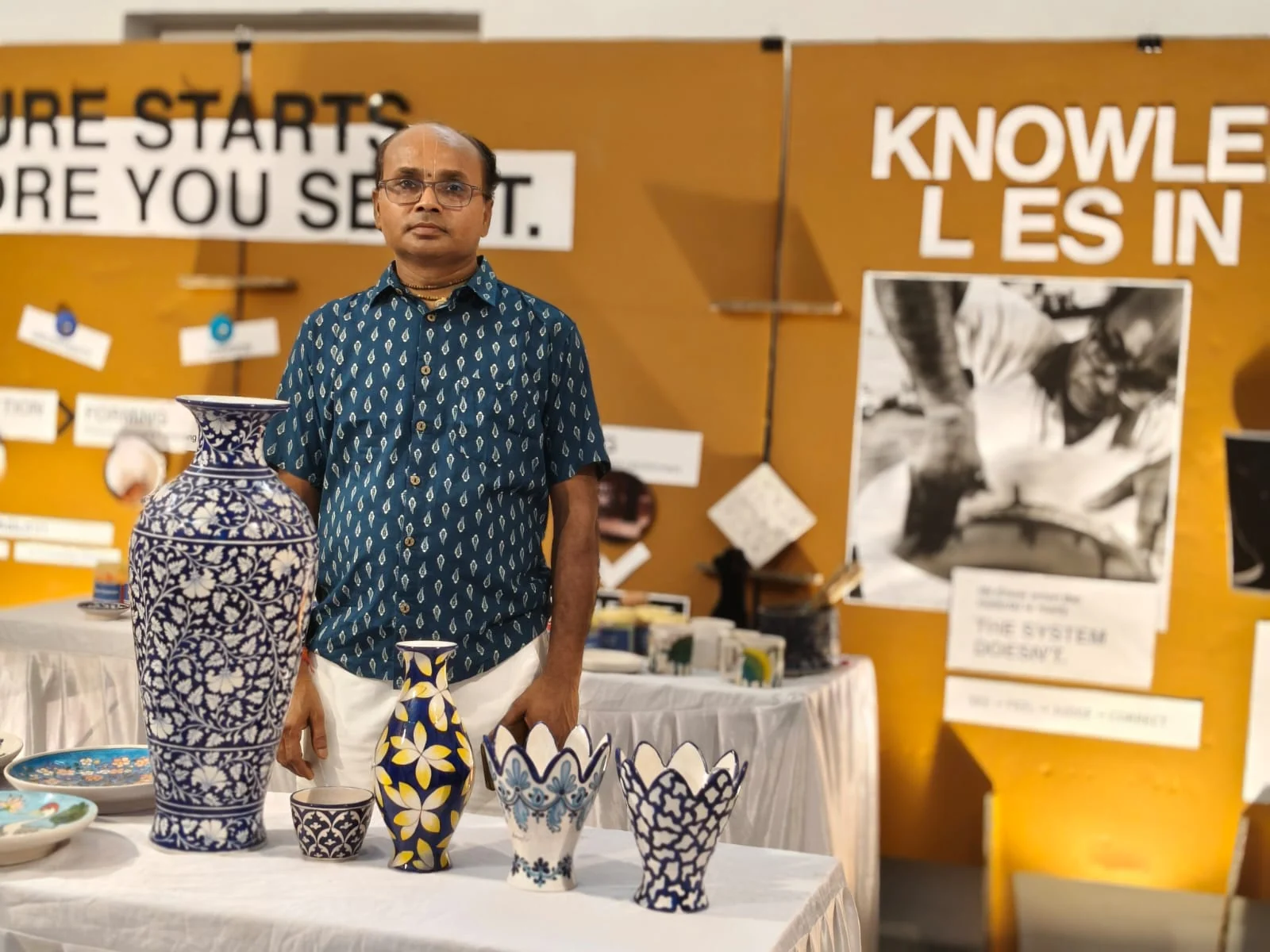 Sagar Blue Art Pottery at an exhibition — photograph 2