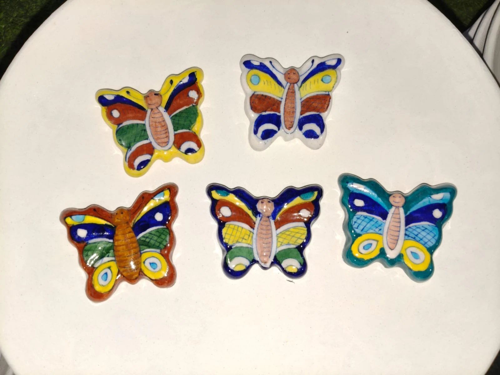 Butterfly Fridge Magnets — handmade Jaipur blue pottery from the Fridges & Magnets collection