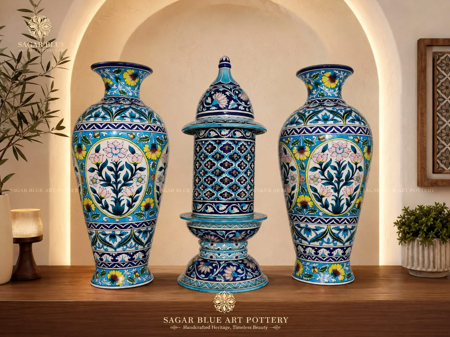 Most selling handmade blue pottery piece 25