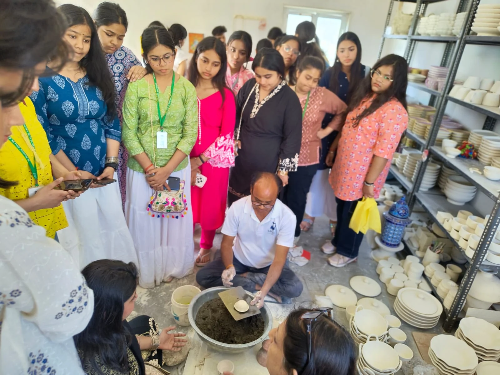 Blue pottery in progress — workshop photograph 8