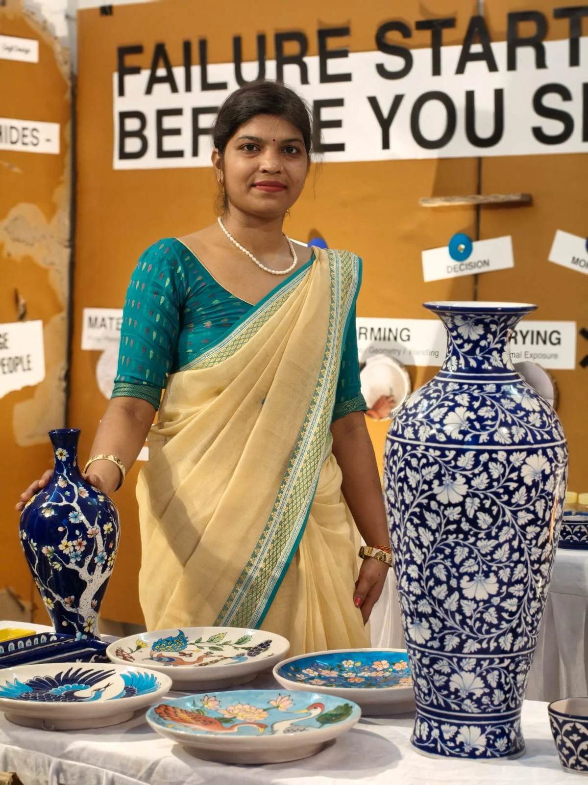 Sagar Blue Art Pottery at an exhibition — photograph 1