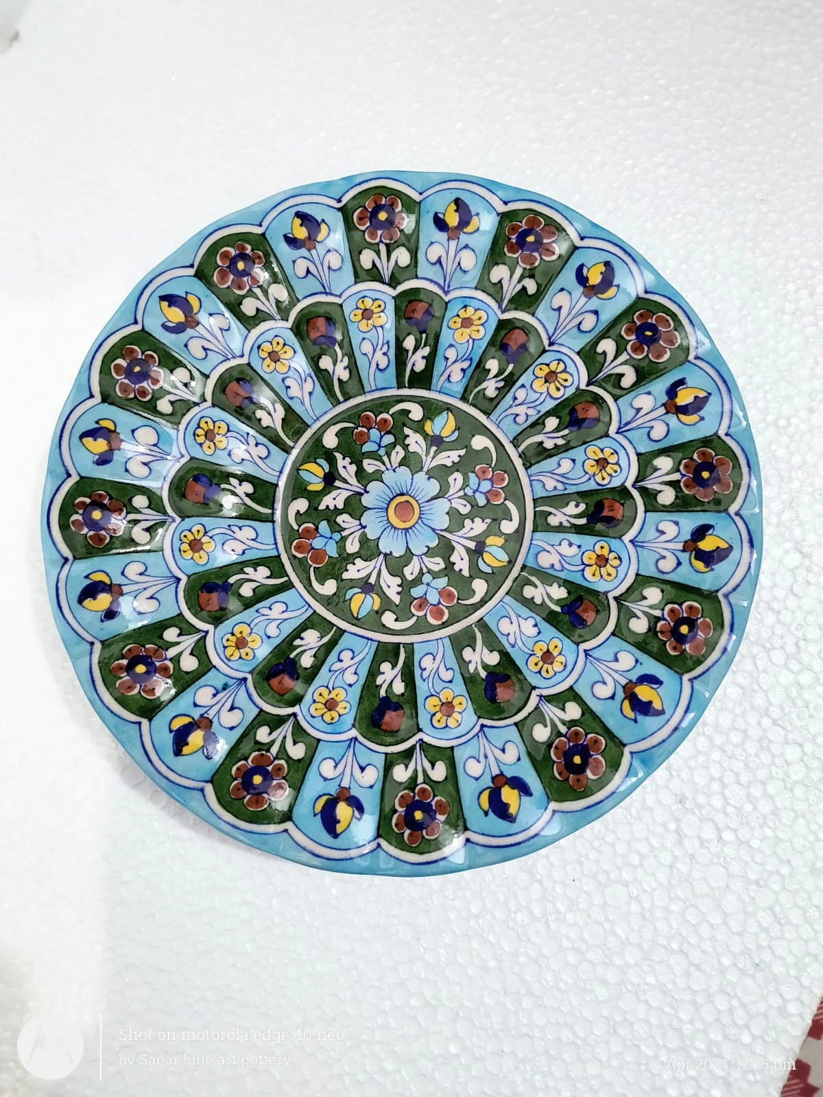 Twelve-Panel Ornamental Plate — handmade Jaipur blue pottery from the Plates & Wall Art collection