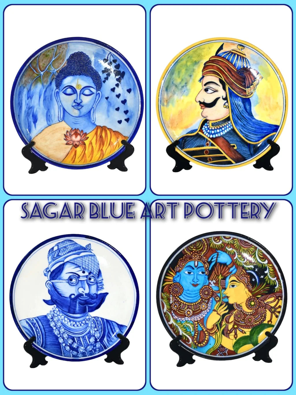 Most selling handmade blue pottery piece 34