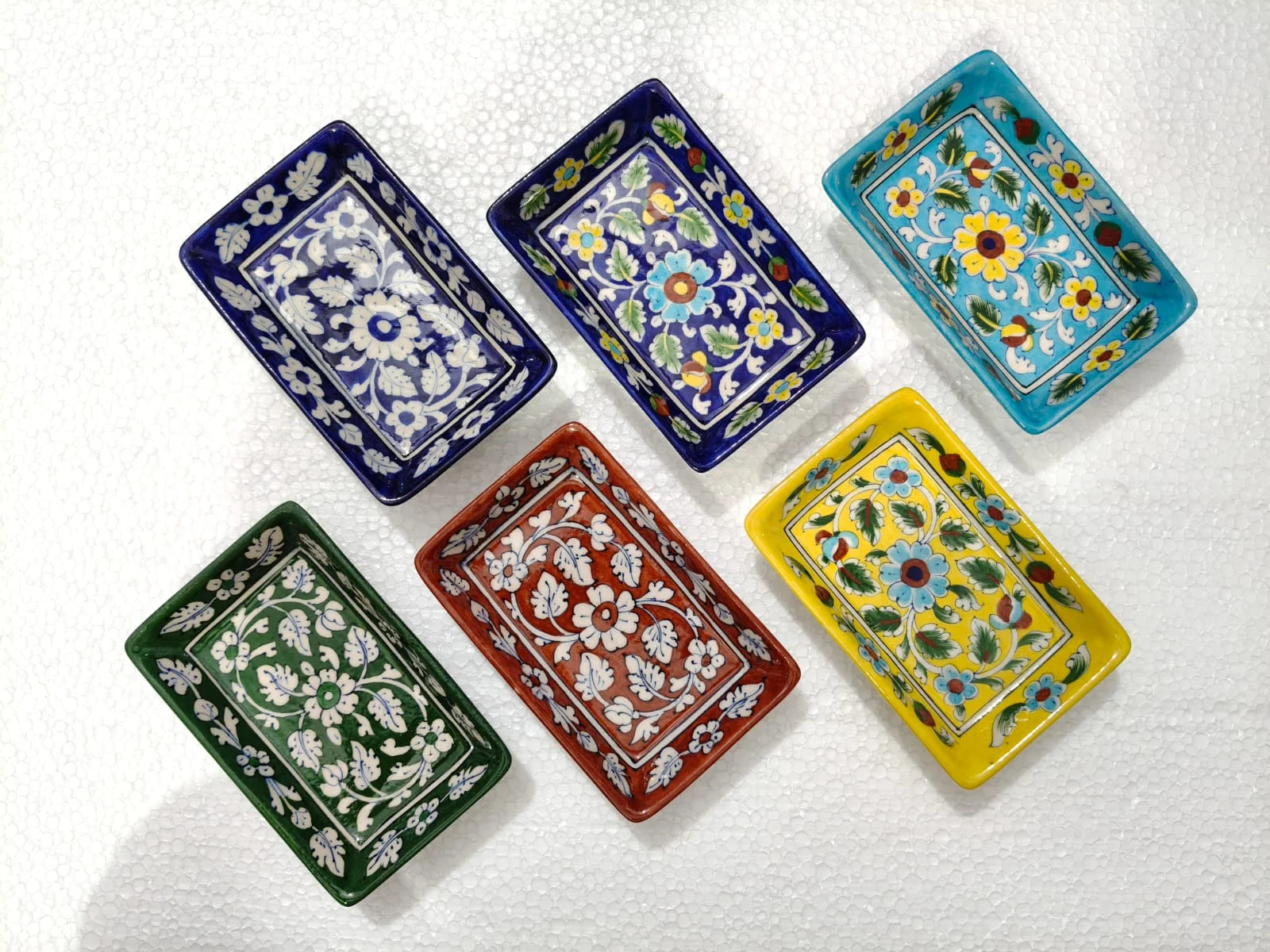 Dry Fruit Serving Trays — handmade Jaipur blue pottery from the Serving & Tableware collection