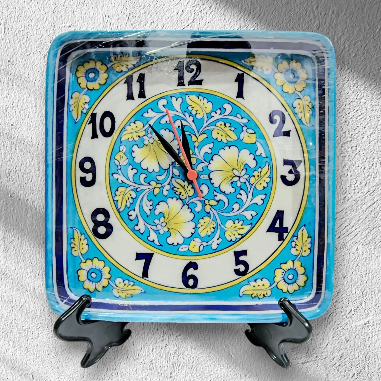 Marigold Wall Clock — handmade Jaipur blue pottery from the Utility Products collection