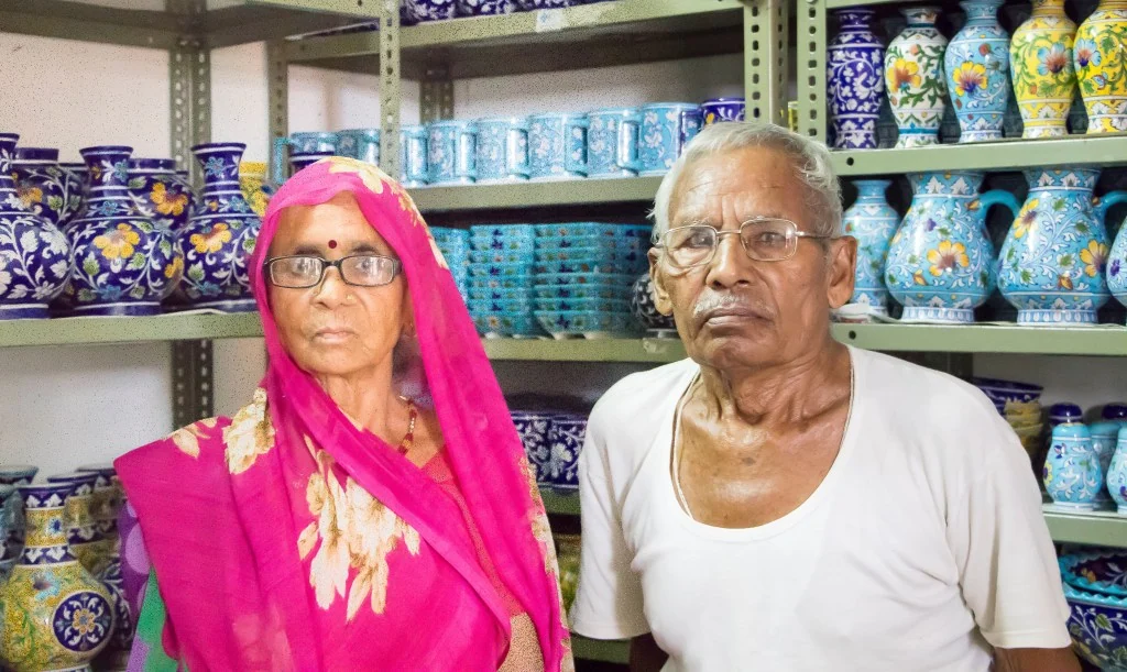 The elders of the family, at the workshop in Jaipur.