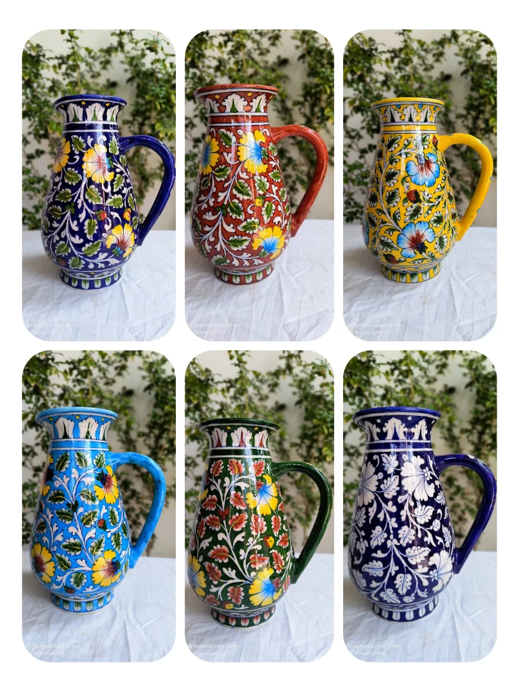 Jugs — handmade Jaipur blue pottery