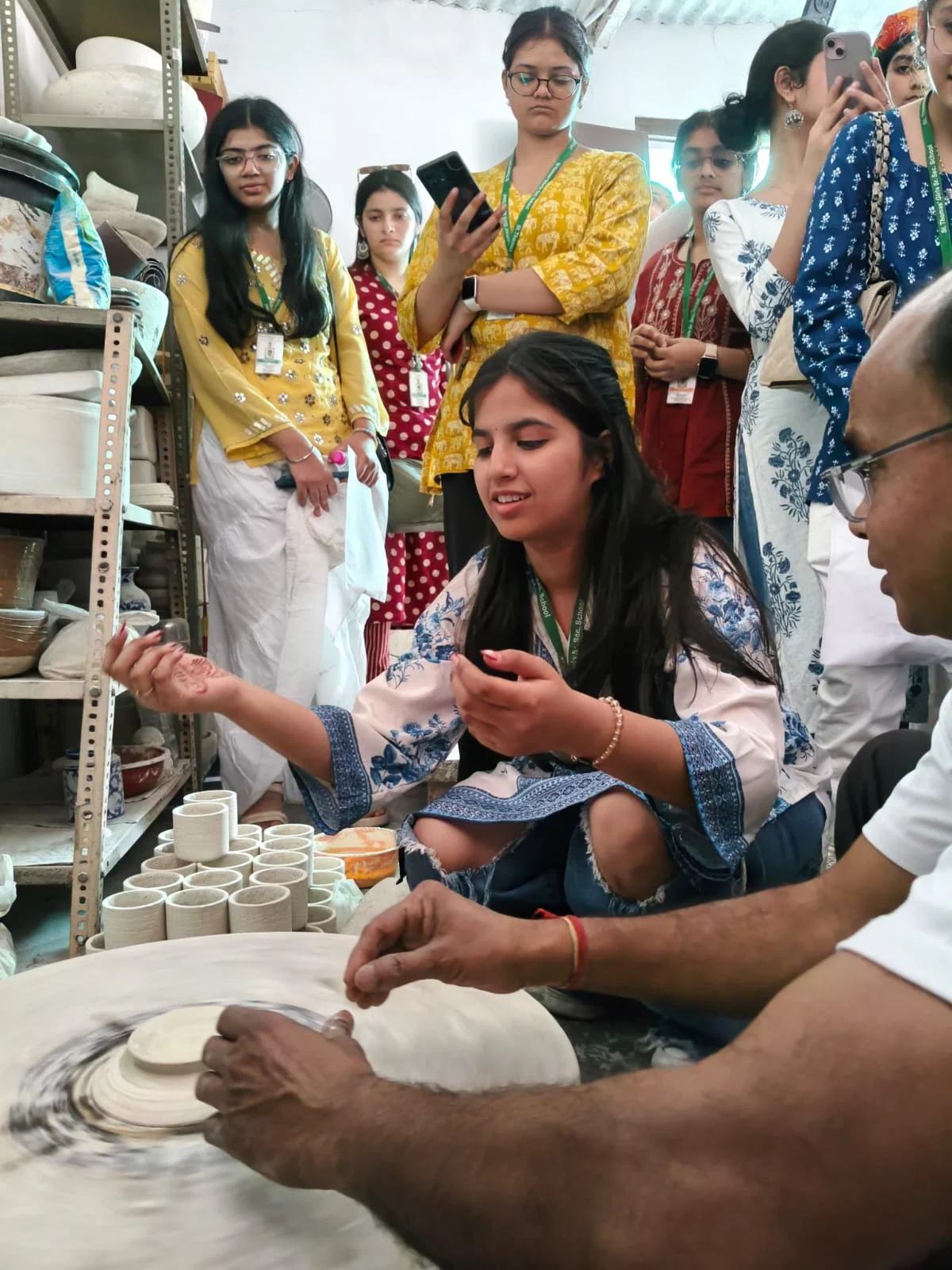 Blue pottery in progress — workshop photograph 3