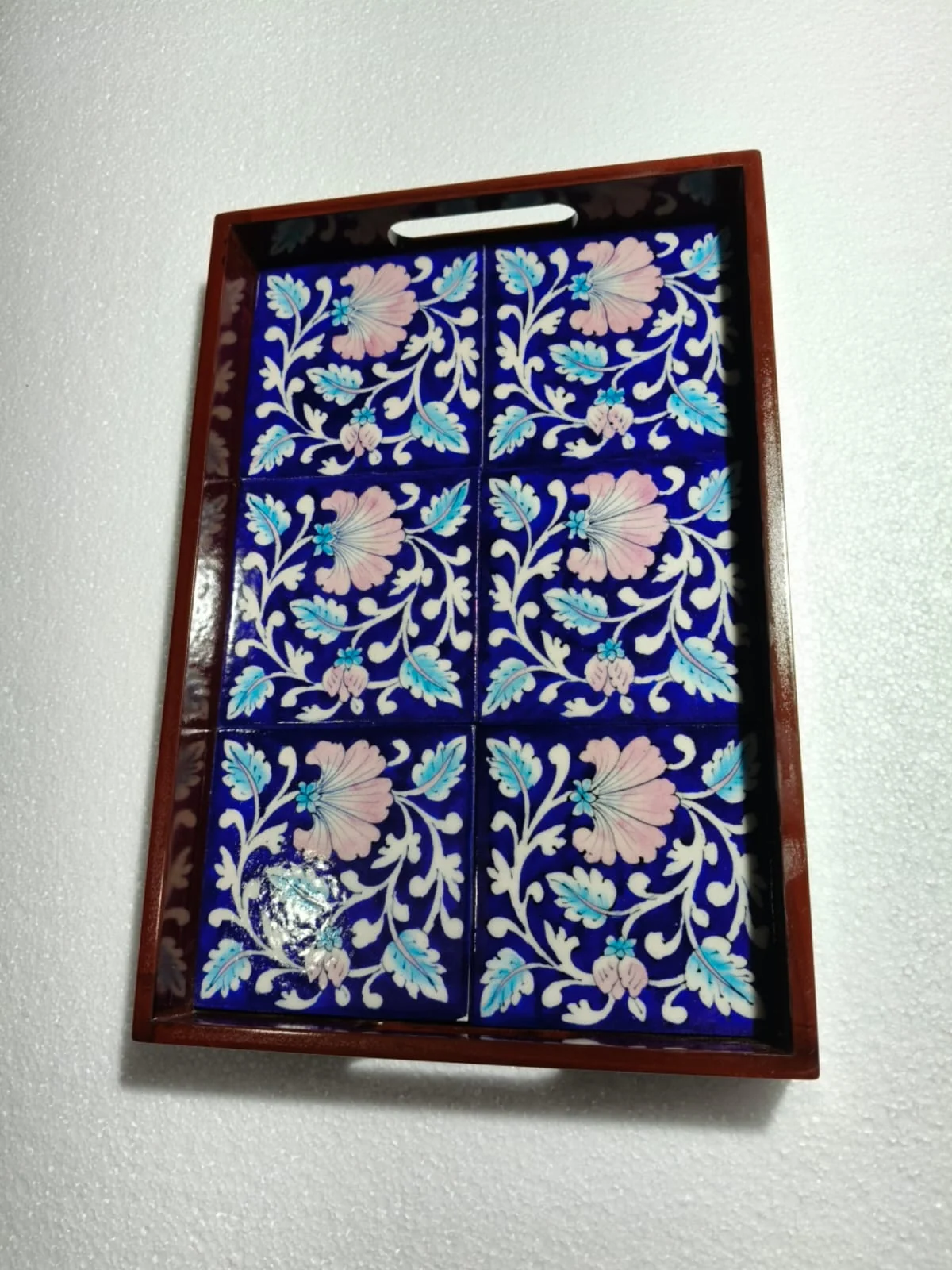 Tiled Serving Tray — handmade Jaipur blue pottery from the Serving & Tableware collection