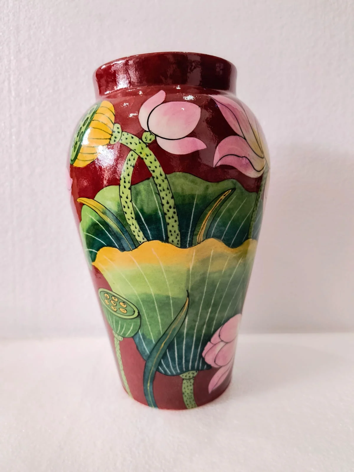 Terracotta Lotus Vase — handmade Jaipur blue pottery from the Vases & Urns collection